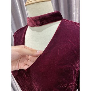 [XUẤT DƯ CAO CẤP] Đầm nhung velvet cổ choker tay bồng Forever 21 VNXK - F21 VNXK