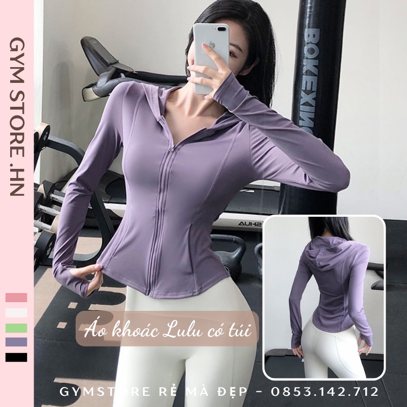 Áo Khoác tập gym nữ có mũ ❤️CÓ TÚI❤️ chống nắng Dài Tay Tập Thể Thao Gym Yoga Rẻ Đẹp 2022
