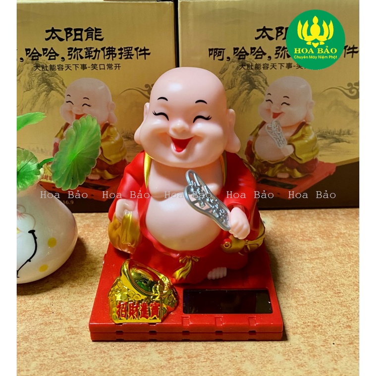 [Bộ Tượng Mỉm Cười] Tượng Phật Di Lặc cầm quạt - Chạy bằng năng lượng