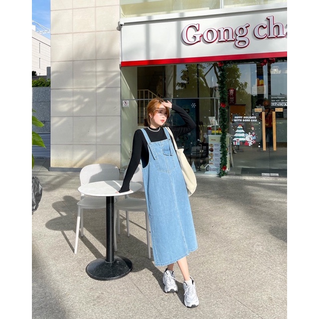 Surichau House - Váy Yếm denim yếm jeans form rộng freesize