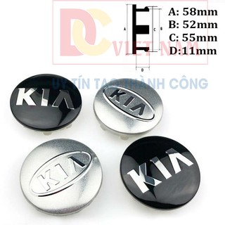 1 chiếc Logo chụp mâm, ốp lazang bánh xe ô tô Kia đường kính ngoài 58mm, Nhựa ABS - HÀNG CÓ SẴN