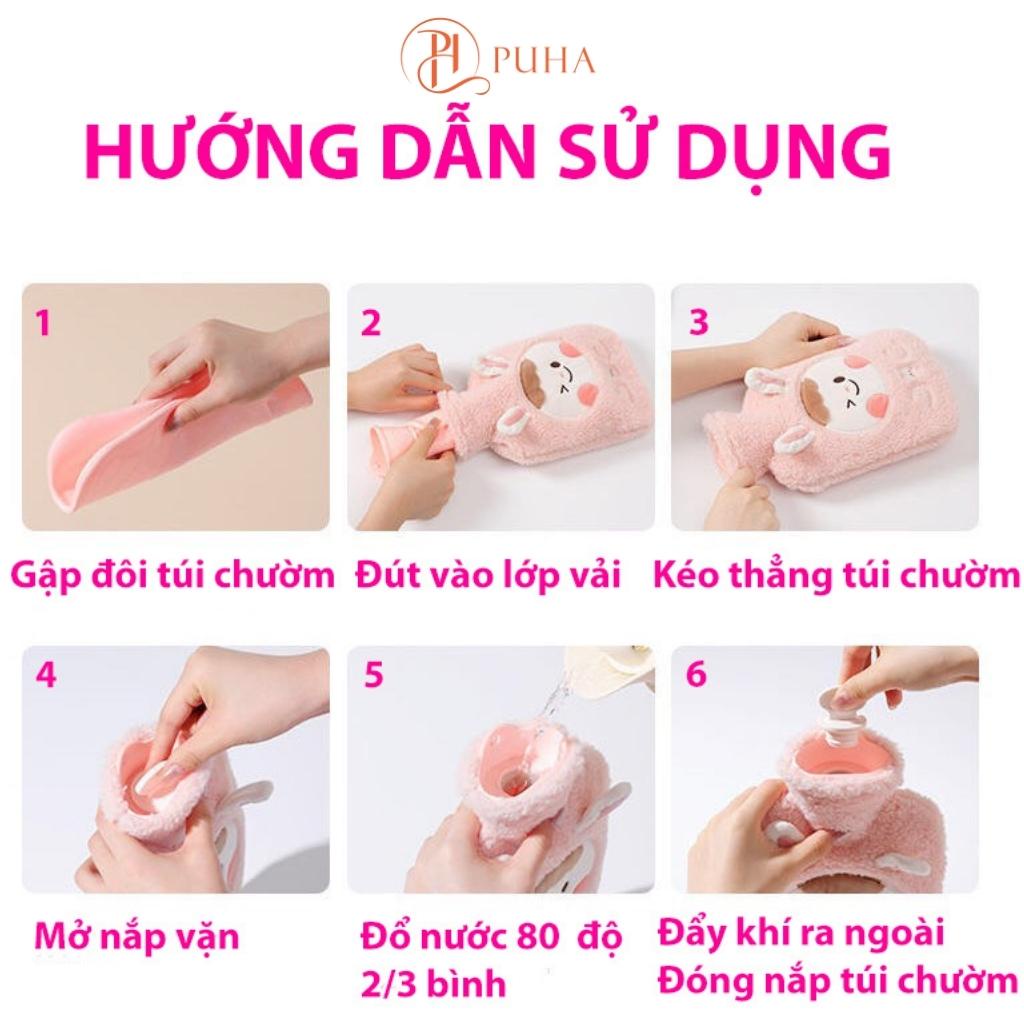 Túi chườm bụng kinh PUHA, trườm nóng sưởi ấm giảm đau, quà tặng bạn gái ngày sinh nhật, noel, ngày dâu ý nghĩa