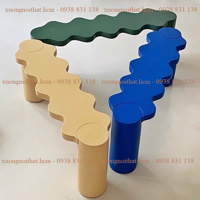 *Ảnh thật* bàn lượn sóng 2 trụ D1000xR300xC400 #xuongnoithat.hcm