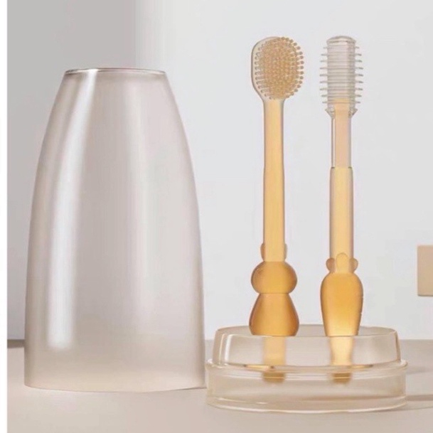 Sét Rơ Lưỡi + Bàn Chải Silicon Cho Bé 0-18 THÁNG -Chính Hãng