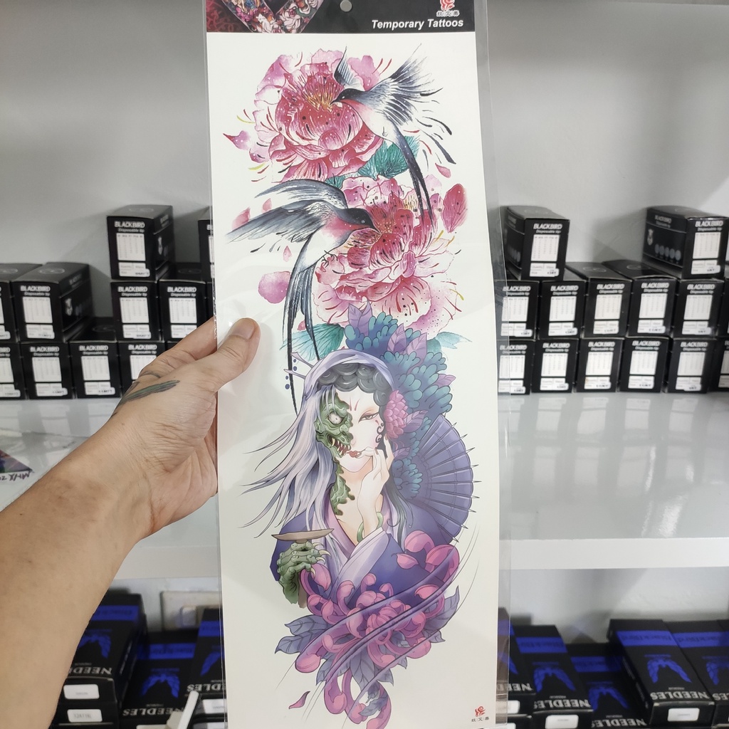 Hình Xăm Dán Full cánh Tay , Nửa Lưng Chống Nước size 170x480mm