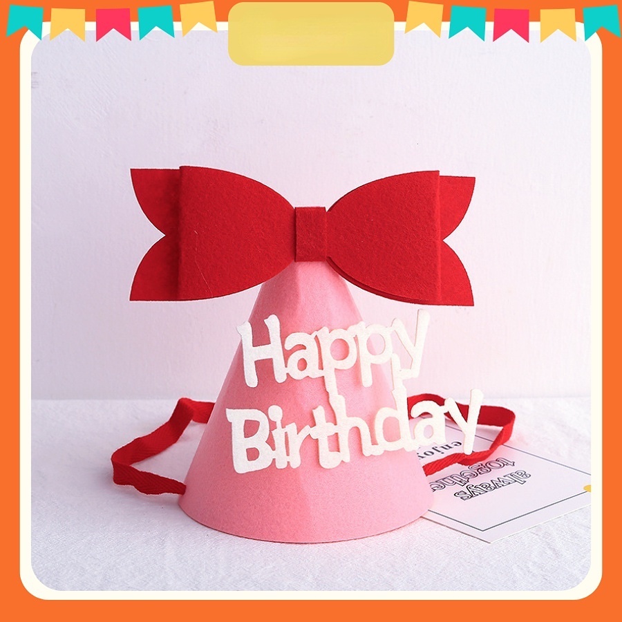 Mũ Sinh Nhật diy Bằng Vải Nỉ Không Dệt Trang Trí Tiệc Sinh Nhật Bé Một Năm Tuổi HB