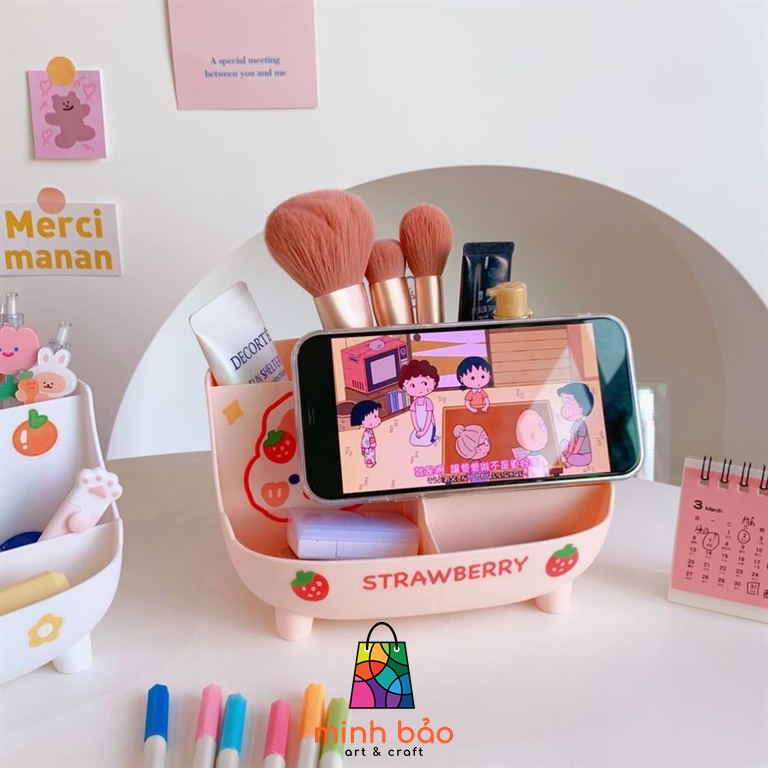 KHAY ĐỰNG BÚT 6 NGĂN DỄ THƯƠNG, TẶNG KÈM STICKER