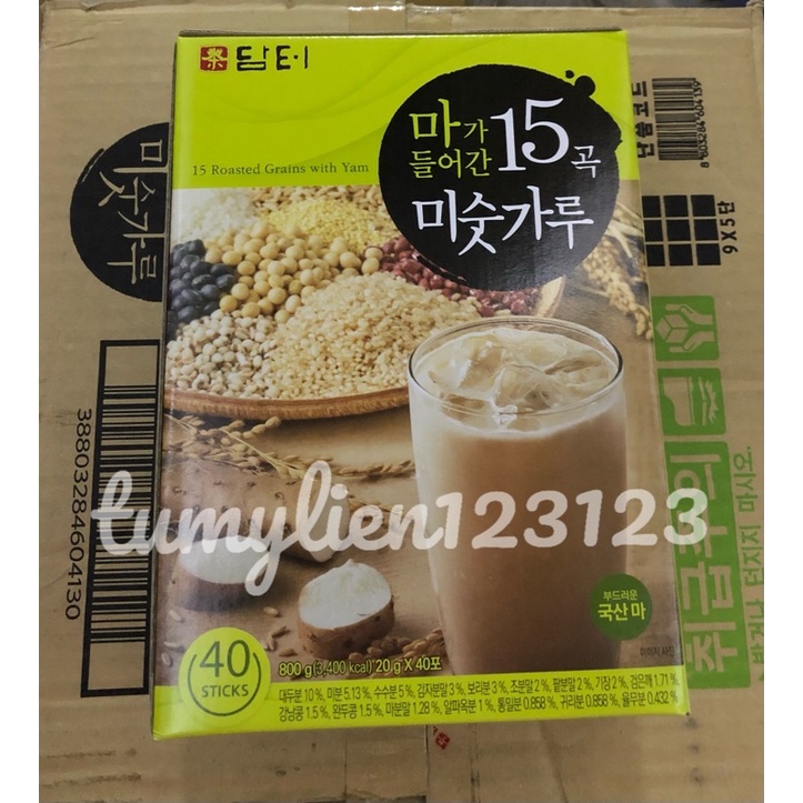 Bột ngũ cốc 15 loại hạt Damtuh Hàn Quốc bổ sung dinh dưỡng - Hộp 40 gói