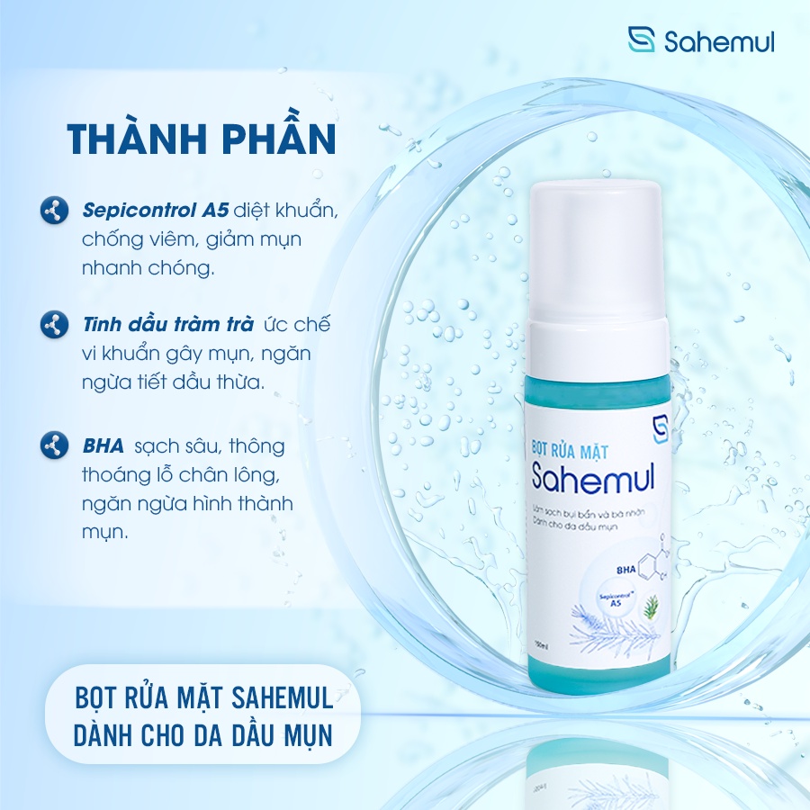 Bộ 2 Bọt Rửa Mặt Sahemul Làm Sạch Sâu Êm Dịu Cho Da Dùng Cho Da Dầu Mụn 150ml