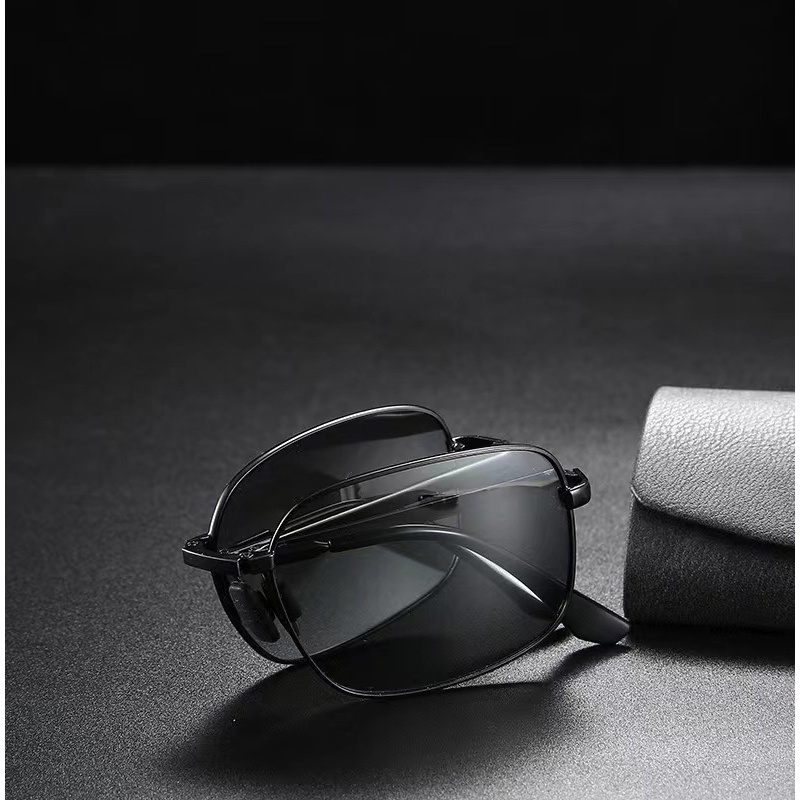 Kính Mát Phân Cực Mặt Vuông Gấp Gọn Bằng Kim Loại Cho Nam