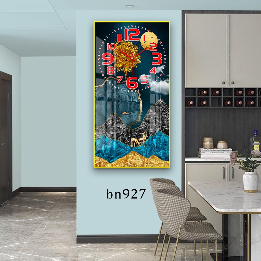 Tranh Đồng Hồ Tráng Gương 5D Hươu Tài Lộc - Simple House, Trang Trí Phòng Khách, Decor Phòng Làm Việc, Mừng Tân Gia