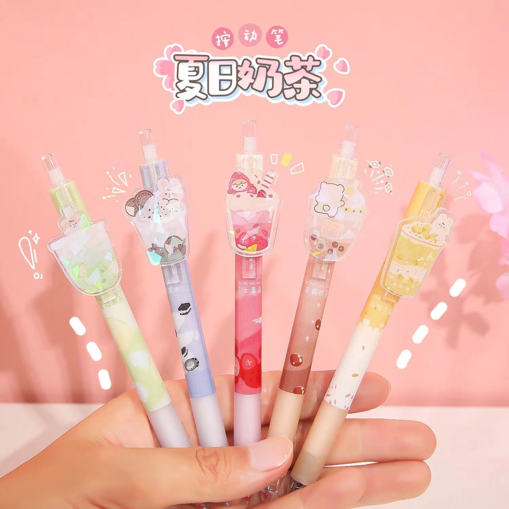Bút Mực Gel Ngòi 0.5Mm Họa Tiết Phô Mai Hoạt Hình Dễ Thương Cho Học Sinh