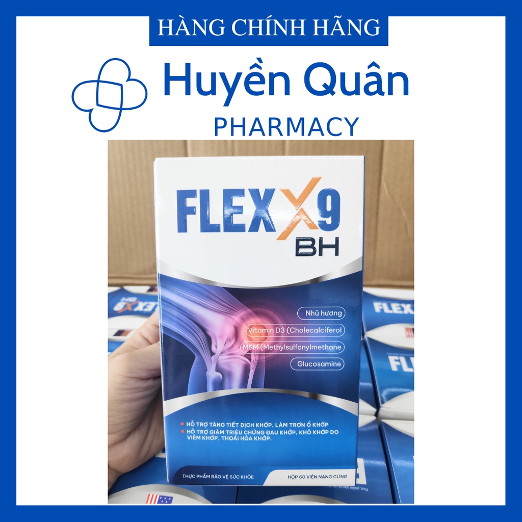Viên uống bổ khớp Flex X9 - Hỗ trợ làm trơn ổ khớp, giảm đau mỏi khớp, khô khớp do viêm khớp, thoái hóa khớp - Lọ 60viên