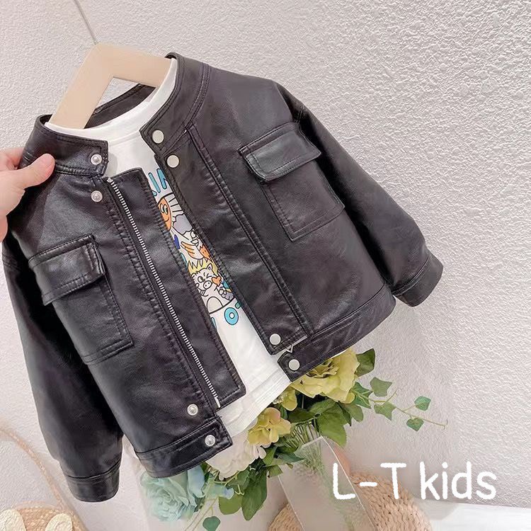 Q22158-ÁO DA KIỂU CHO BÉ TRAI BÉ GÁI 2 MÀU HỒNG VÀ ĐEN 12-22KG