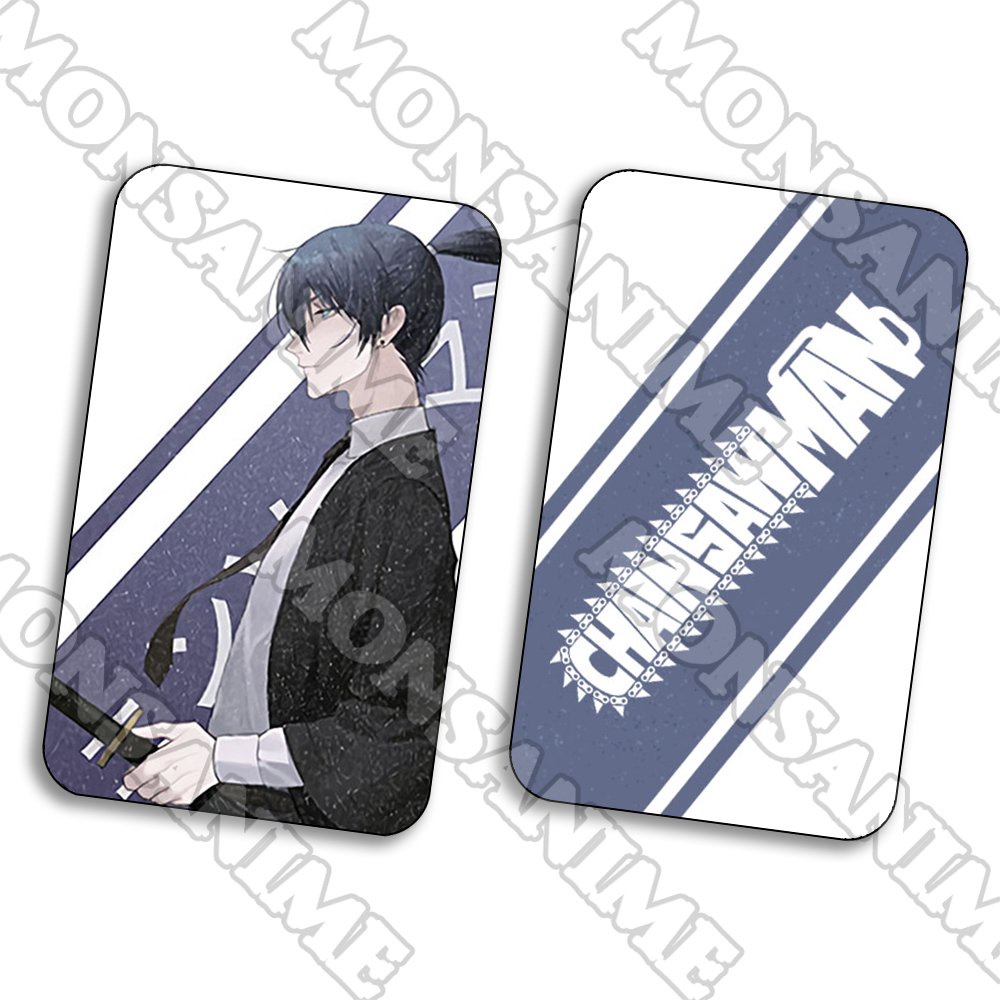 Ảnh card bo góc in hình CHAINSAW MAN Thợ săn quỷ ver Dạ Quang thẻ bo viền 5*8cm chibi sưu tầm 1 tấm