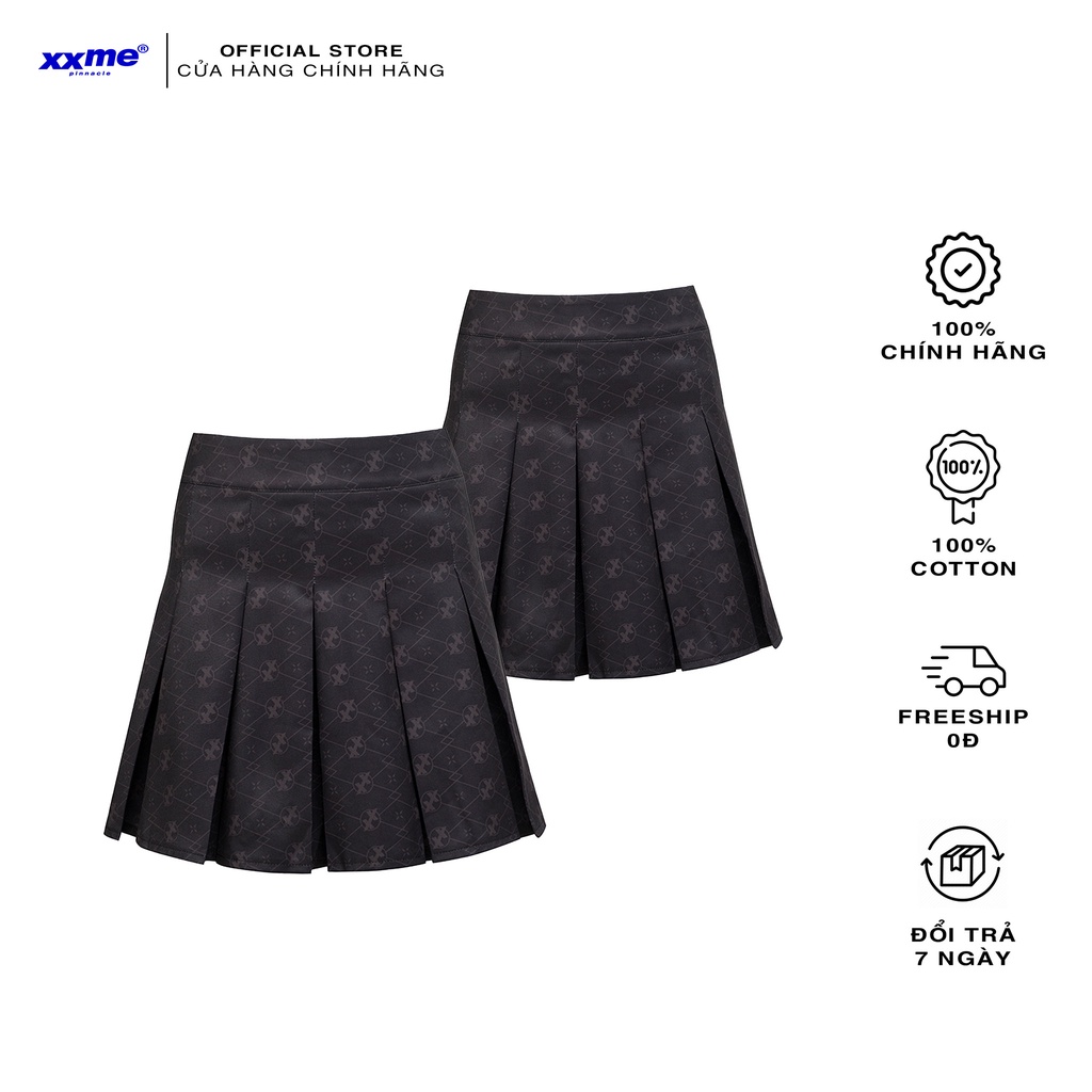 Váy | Váy nữ mango xếp ly lưng cao X2 Monogram Skirt - XXME - Full Print Monogram