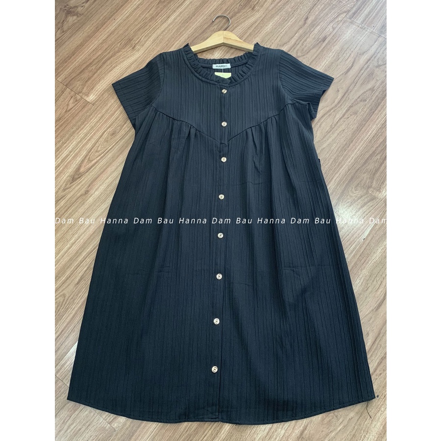 [HANNA] Đầm bầu công sở dễ thương free size 40-70kg dài qua gối vải cao cấp thoáng mát không nhăn có túi bên sườn có dây