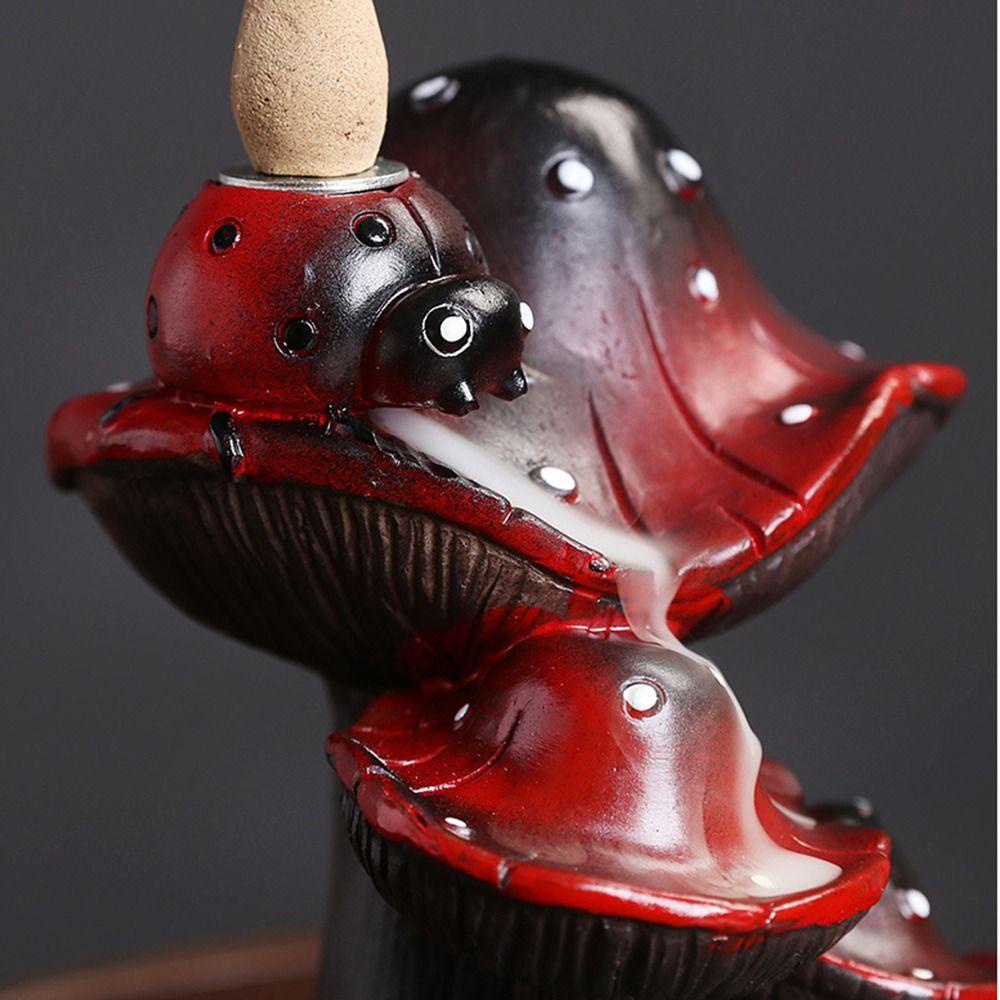 Giá Đỡ Nhang Trầm Hương Hình Nón Họa Tiết Nấm Bằng Nhựa Resin Thủ Công