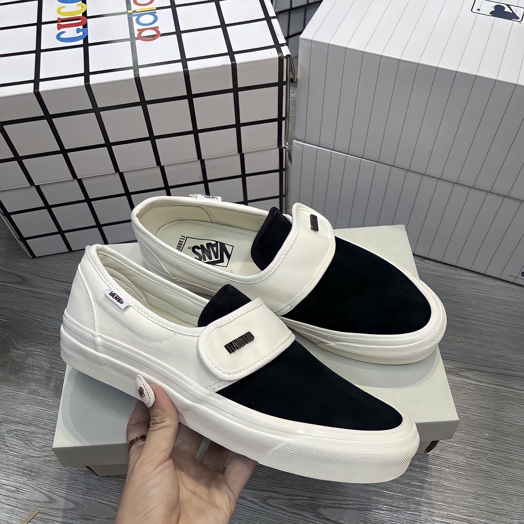 Giày 𝐕𝐀𝐍𝐒 Classic Slip On Fear of God nam nữ,Giày sneaker 𝐕𝐀𝐍𝐒 Caro lười viền trắng, giày thể thao 𝐕𝐀𝐍𝐒 Đen Old Skool