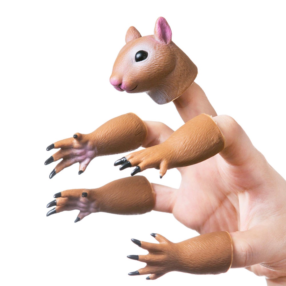 Handi Squirrel Finger Hand Puppet Novelty Toys Finger Doll Props Animal Finger Puppet Gift for Kids