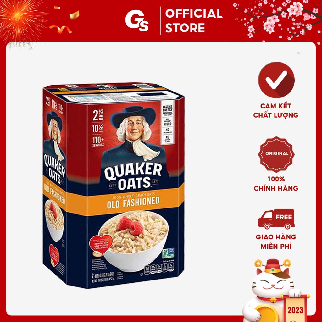 Yến mạch nguyên hạt Quaker Oats Old Fashion, 10 Lbs (4.54 kg) nhập khẩu Mỹ - Gymstore giúp giảm cân, cải thiện sức khỏe