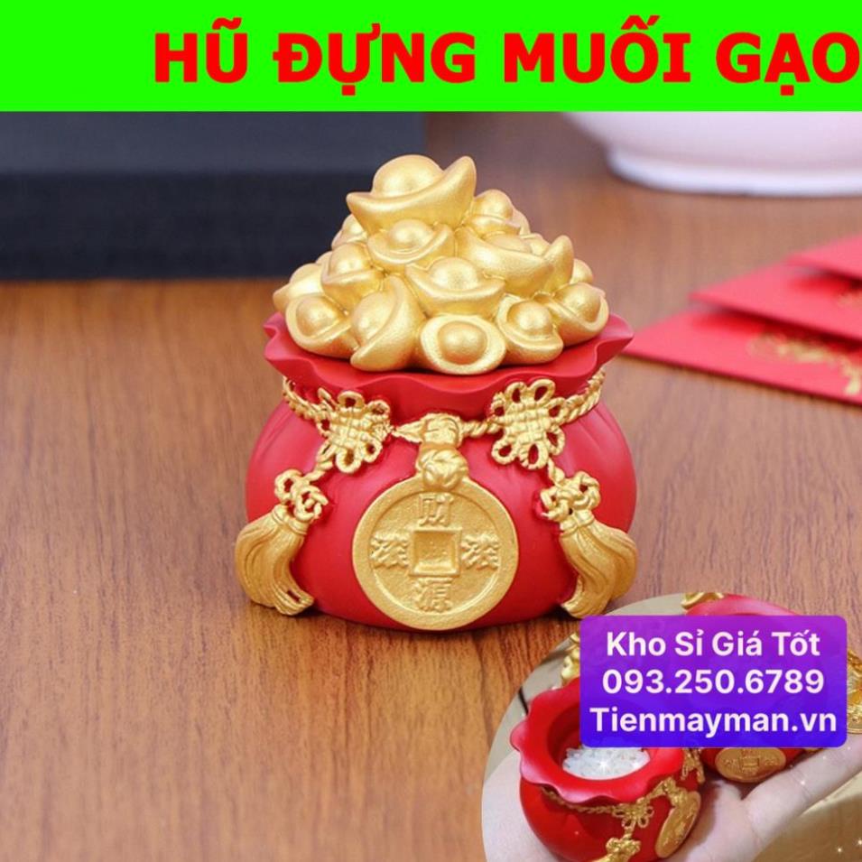 Hũ đựng muối gạo thần tài, hũ gạo muối cầu tài cầu lộc trang trí bàn thờ SẴN HÀNG