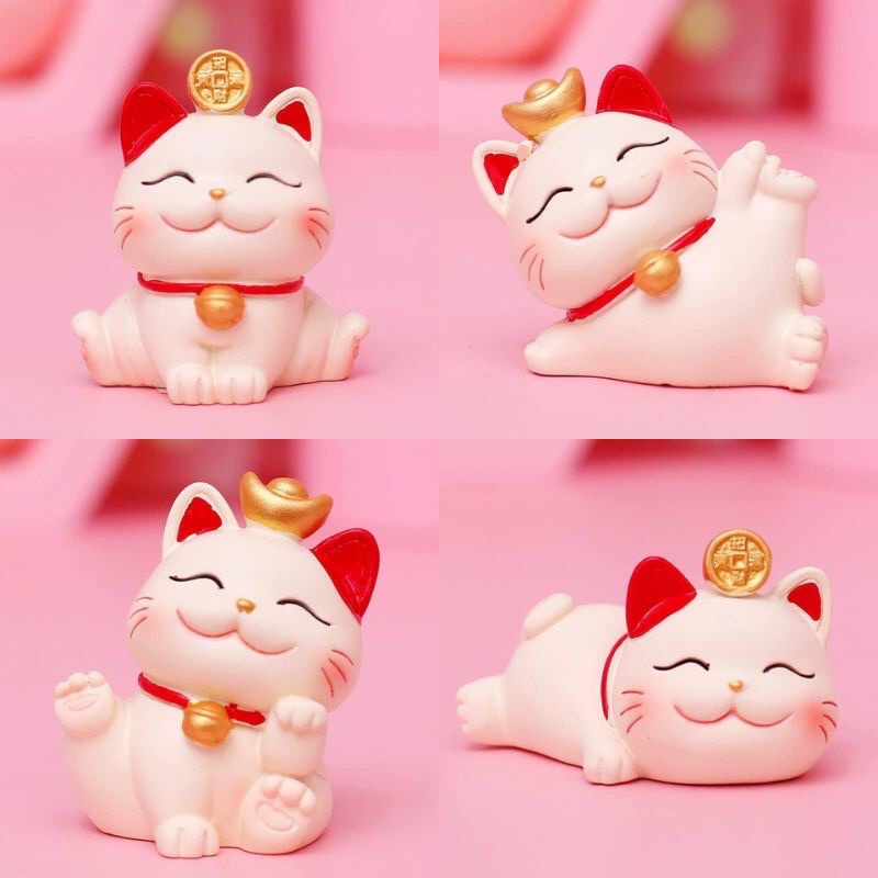 Mèo thần tài min mèo vẫy tay may mắn cầu tài lộc để bàn dùng làm quà tặng trang trí bàn làm việc góc học tập phòng ở tay
