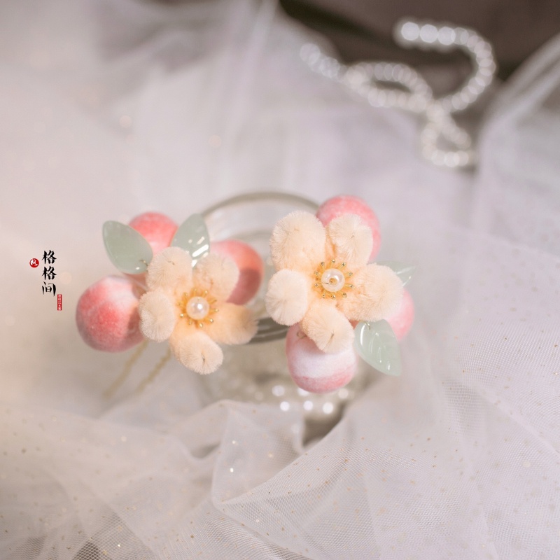 Trâm Cài Tóc Hình Hoa Đào Phối Tua Rua Phong Cách Vintage