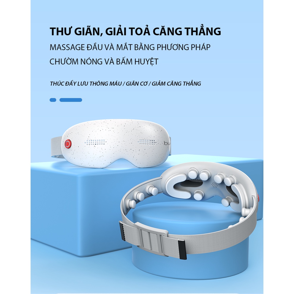 Máy massage Mắt BUMAS BE01, Máy chườm ấm mắt, massage đầu, giảm căng thẳng mệt mỏi, kết nối Bluetooth phát nhạc thư gãn