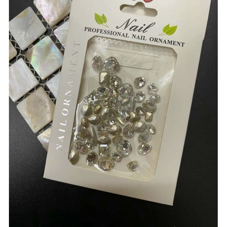 Đá khối nail chân bằng mix 100 viên trang trí móng