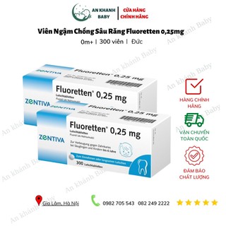Viên kẹo ngậm chống sâu, ăn mòn răng Flouretten 0.25mg