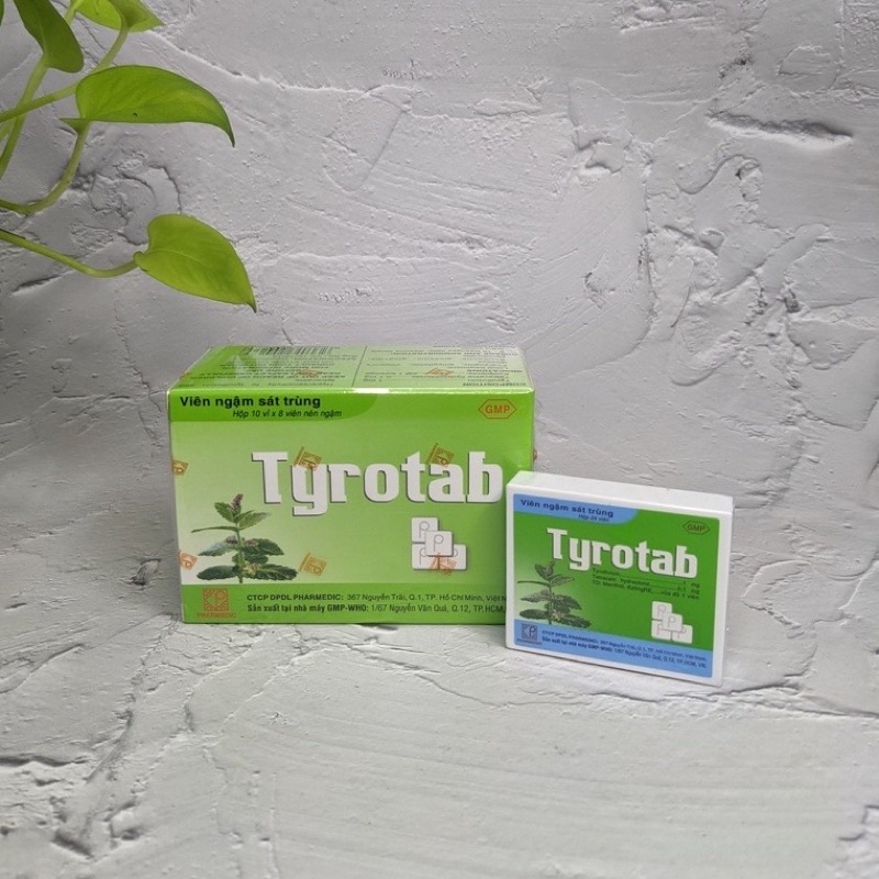 Kẹo ngậm giảm ho, tiêu đàm, thông cổ họng Tyrotab hộp 80 viên