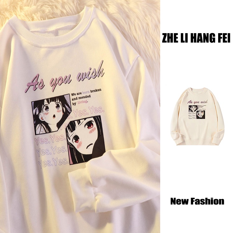 Áo thun ZHELIHANGFEI tay dài dáng rộng phong cách Nhật Bản trẻ trung dễ phối đồ