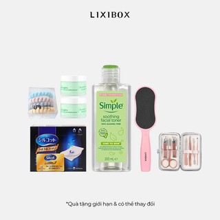 Combo thanh chà gót, set làm móng, cột tóc, mặt nạ đất sét the auragins, nước hoa hồng, bông tẩy trang