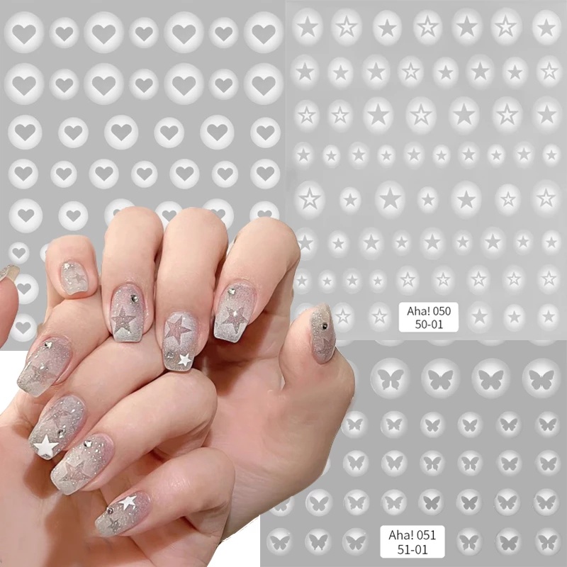 1 Tấm Hình Dán Trang Trí Móng Tay 3D Hình Bướm Trái Tim Xinh Xắn