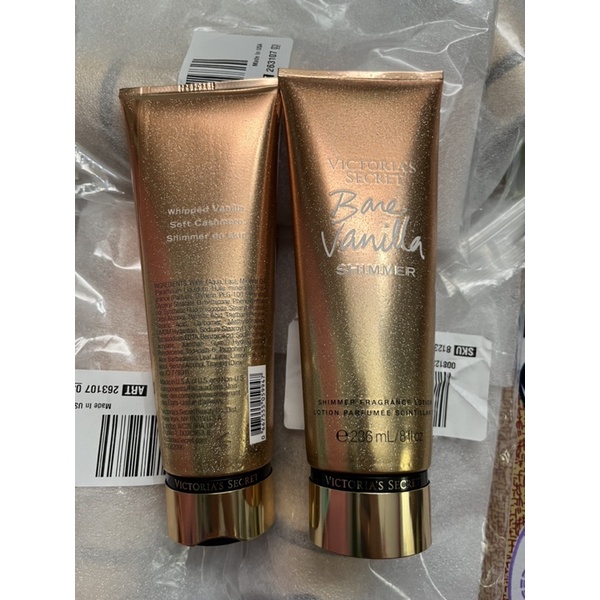 Kem dưỡng da VICTORIA'S SECRET Bare Vanilla Shimmer Fragrance lotion 236ml. Hương Vani kim tuyến ngọt ngào