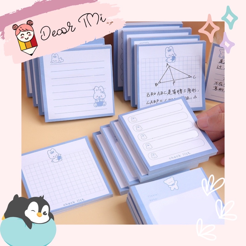 Set 80 tờ giấy ghi chú họa tiết hoạt hình đơn giản cho học sinh