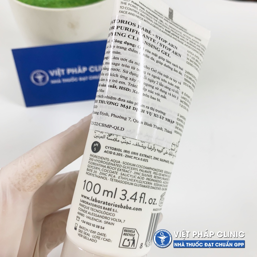Sữa Rửa Mặt BaBe Gel Stop AKN Purifying Cleansing Gel Cho Da Dầu Mụn 100ml/200ml