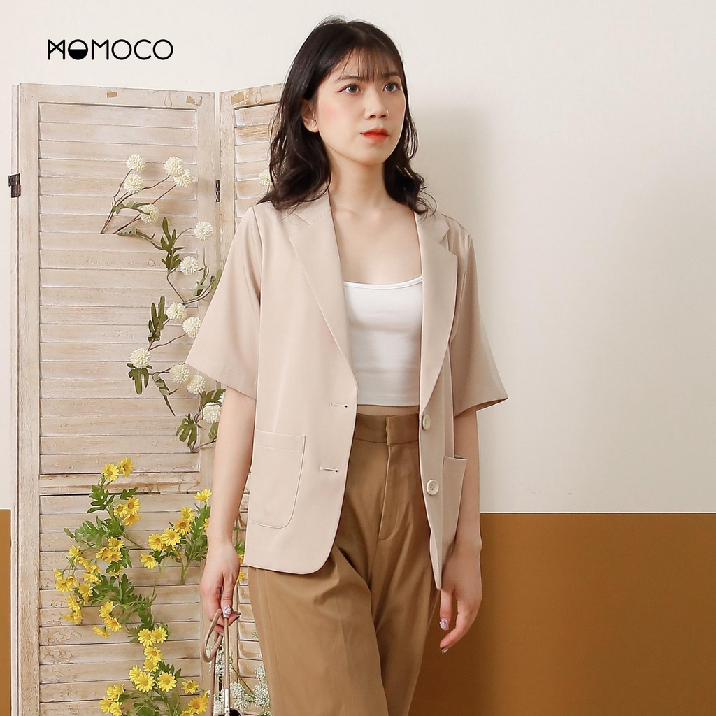 Áo Blazer Ngắn Tay MOMOCO Chất Tuýt Si Không Nhăn Kiểu Dáng Thanh Lịch Trẻ Trung M3013