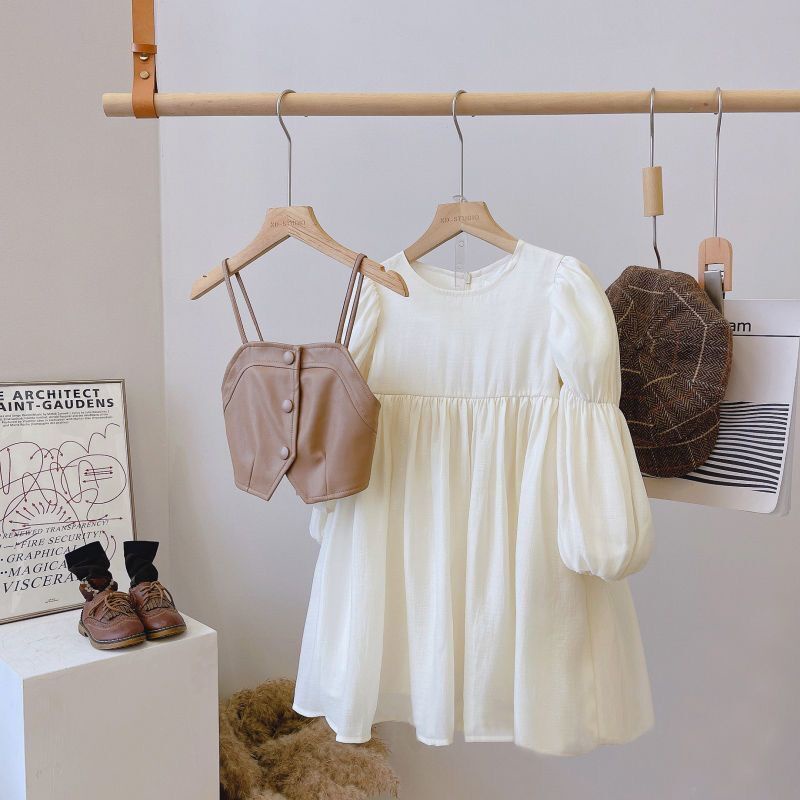 Váy Cho Bé Gái |  đầm công chúa +  Yếm Phong Cách Hàn Quốc Dễ Thương Cho Bé Gái 3-6-10-12 Tuổi