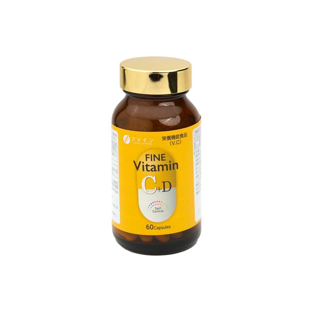 Viên Uống Bổ Sung Vitamin C, D, Ngừa Suy Nhược - Fine Japan Vitamin C D Hộp 60 Viên