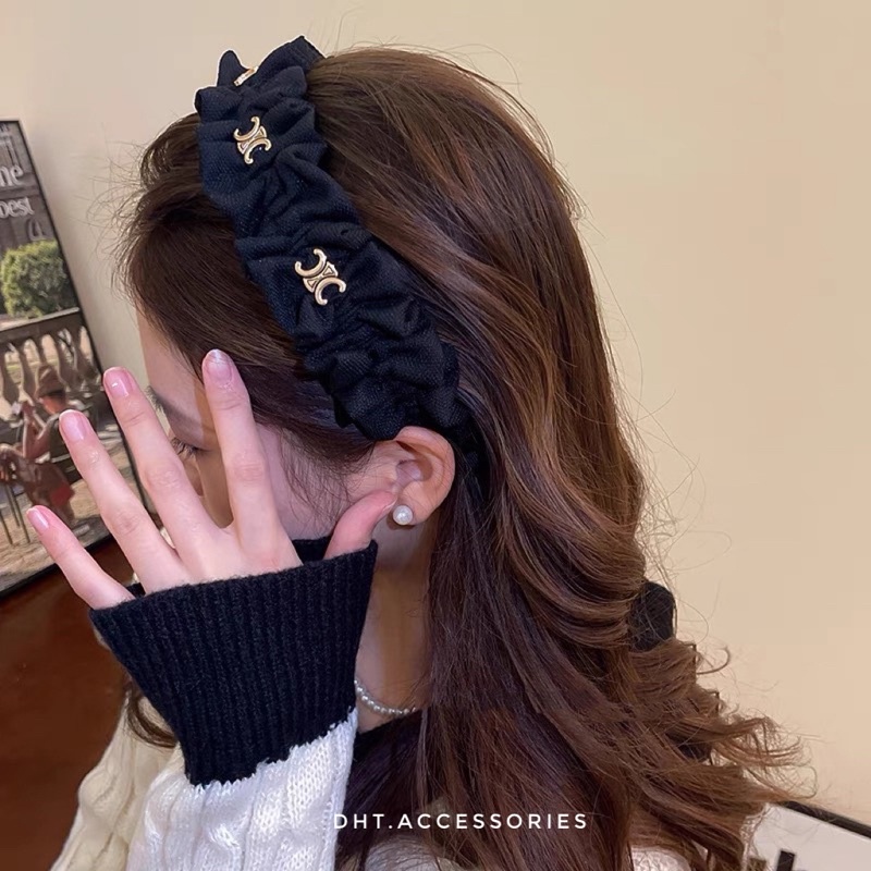 Bờm tóc vải nhăn⚡ FREE SHIP ⚡ Băng đô cài tóc nhún đính phụ kiện thương hiệu phong cách Hàn Quốc