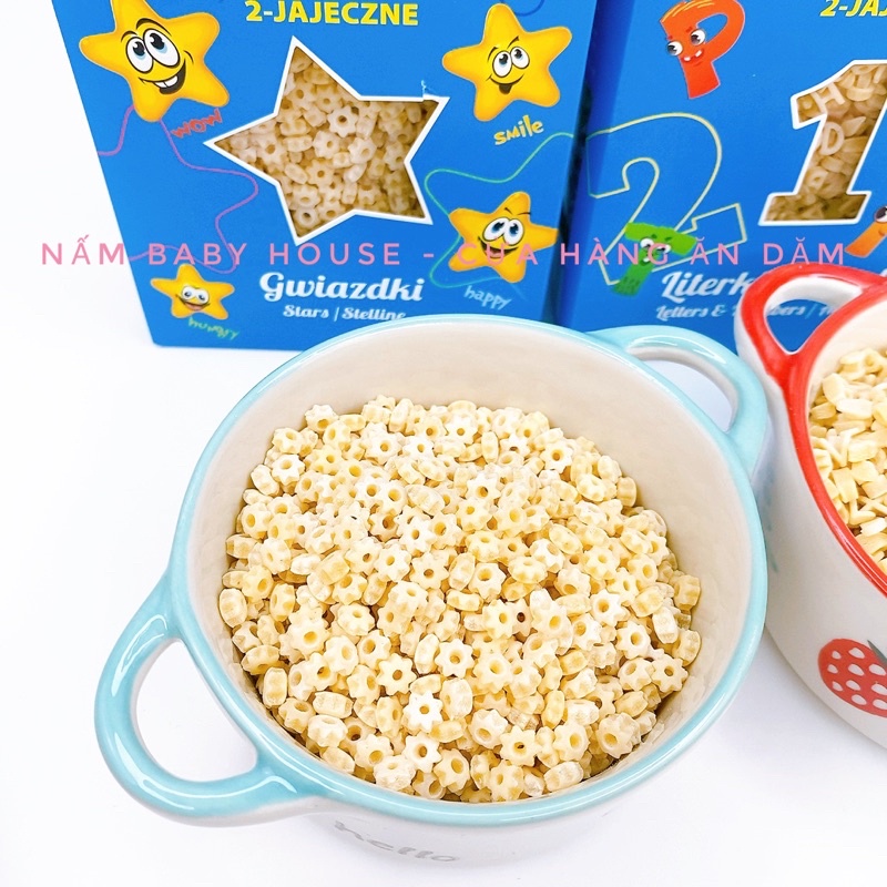 Nui hữ cơ hình sao, nui chữ Bartolini Ba Lan cho bé ăn dặm 250g