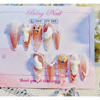 Nailbox thiết kế móng úp thiên thần rắc nhũ lấp lánh