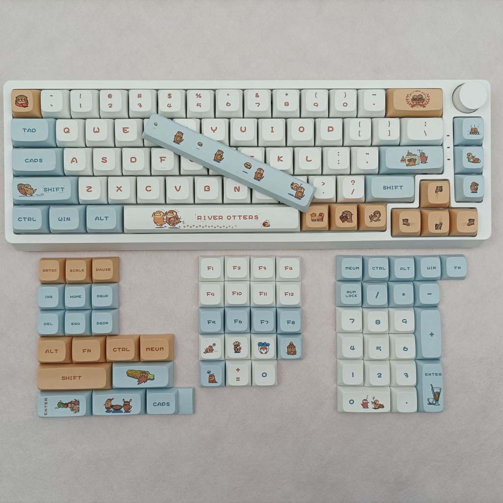 Bộ 128 Nút Bàn Phím Cơ XDA PBT 127 Phím In Hình Động Vật Nhuộm Màu Nước