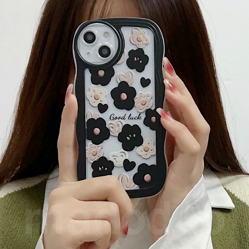 Cuet Casing OPPO Reno 8T 8 7 6 5 4 F 5F 4F 8Z 7Z Reno8 Reno7 Z Reno8Z Reno7Z Reno6 Reno5 Reno5F Reno4 Reno4F 4G 5G A91 A57 A39 2016 A77 A16K A16E Good Luck Flowers Floral Waves Edge Fine Hole Airbag Shockproof Clear Soft Phone Case STB 17