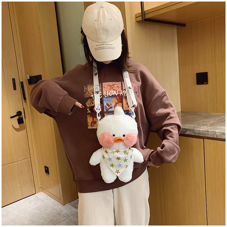 Balo mini hình vịt vàng đeo khăn quàng cổ xinh xắn dễ thương SMN481