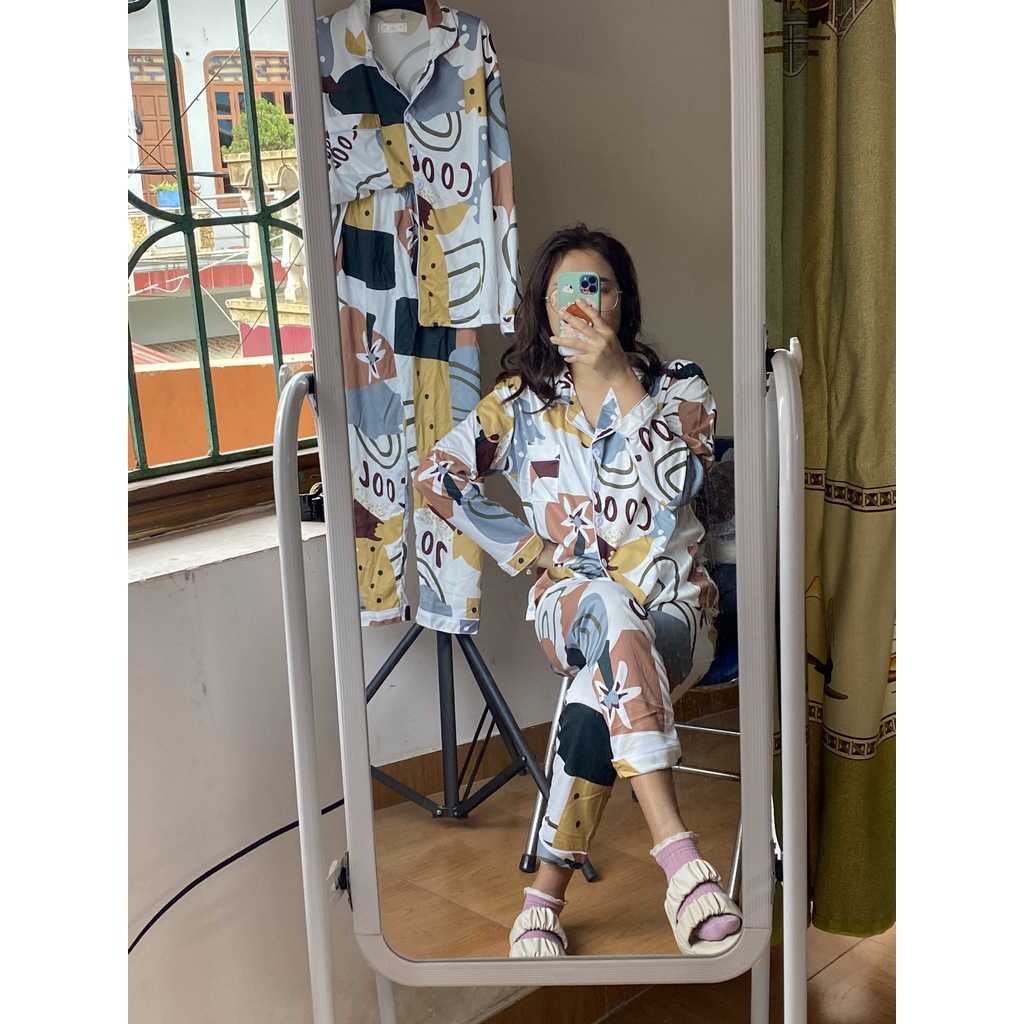 Đồ Ngủ Pizama Hàng Chất Lượng Dễ Thương Phong Cách Hàn Quốc Cho Nữ Tay Dài Họa Tiết Mặc Nhà Hàng Chuẩn Đẹp pj02