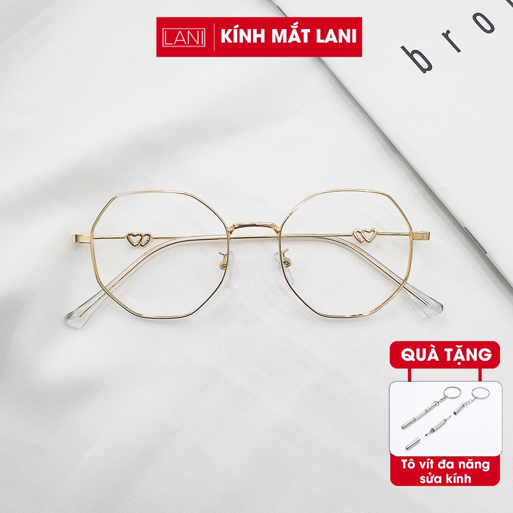 Gọng kính cận nữ LANI kim loại cứng cáp 19050 đa giác cá tính