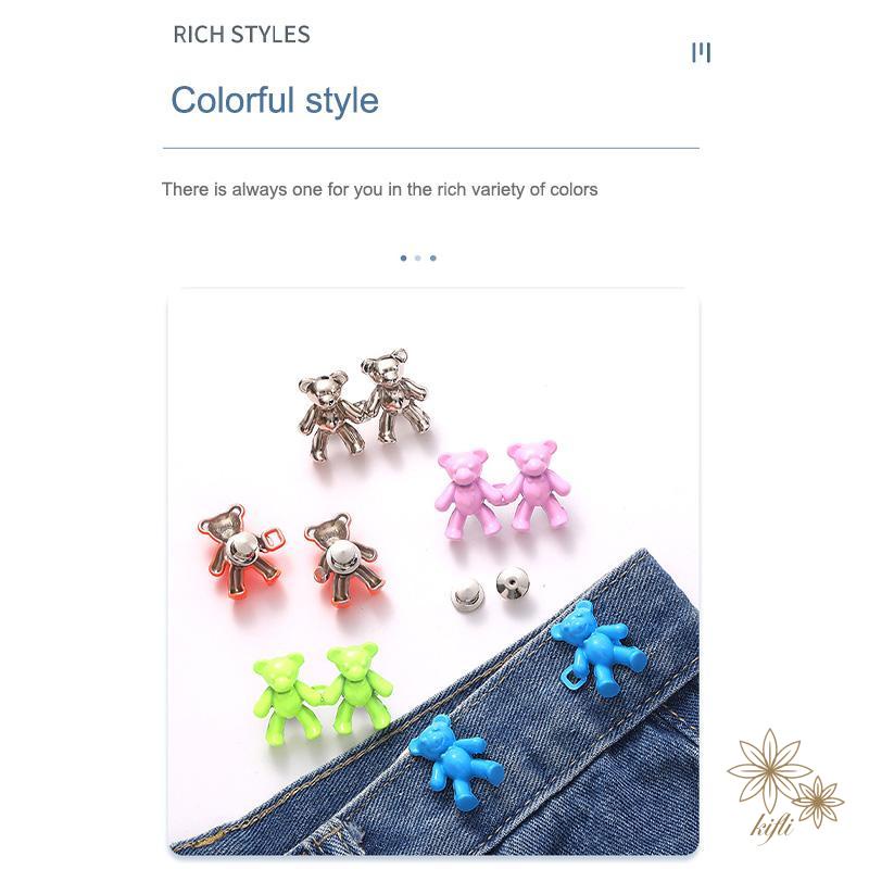 Cặp Nút Hình Gấu Hoạt Hình Dễ Thương Đóng Eo Quần Jean Không Cần Đóng Đinh Có Thể Tháo Rời